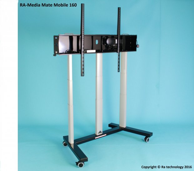 RA Media Mate Mobile 160. Electric Height Adjustable Trolley - Click Image to Close