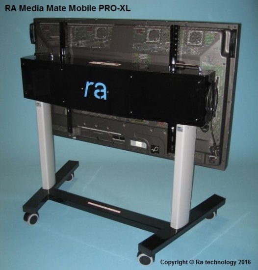 RA Media Mate Mobile PRO XL. Electric Height Adjustable Trolley - Click Image to Close