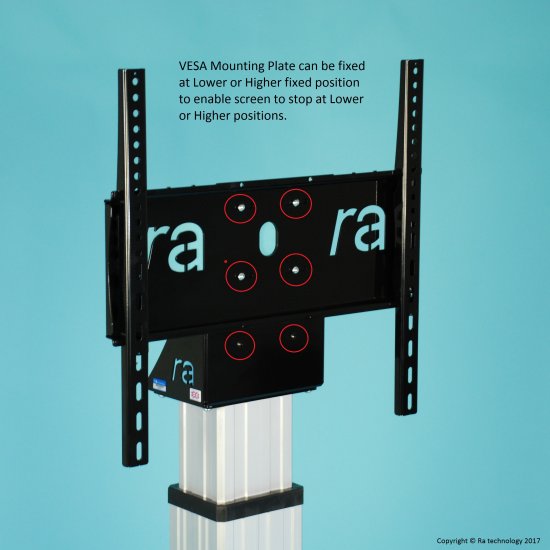 RA Media Mate Monitor Riser-XL. Screens up to 98 inch and 120kg - Click Image to Close